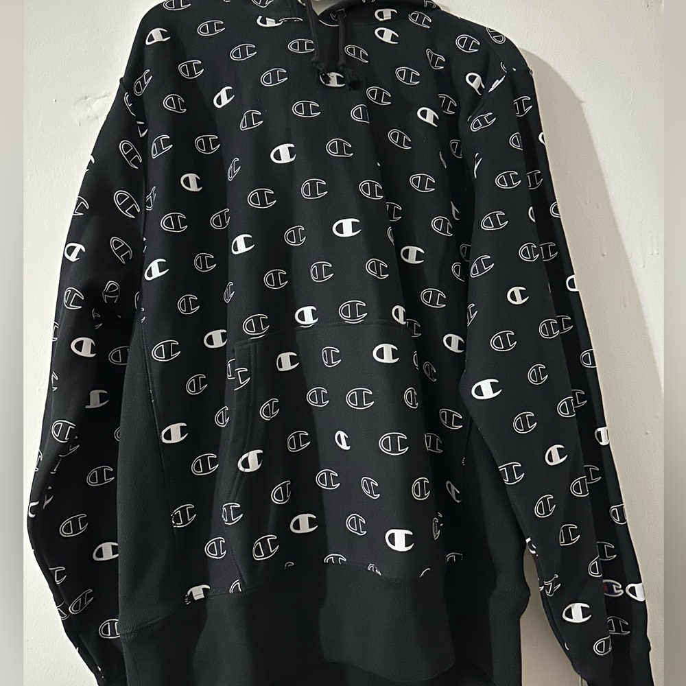 Champion Black Logo Men's Hoodie
